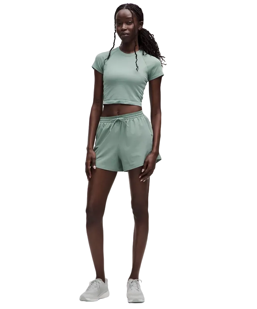 Lululemon Swiftly Tech Cropped Shorts-Sleeve Shirt 2.0 Crater Blue
