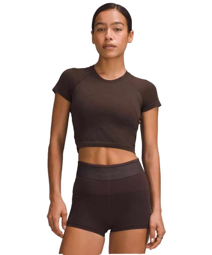 Lululemon Swiftly Tech Cropped Shorts-Sleeve Shirt 2.0 Espresso