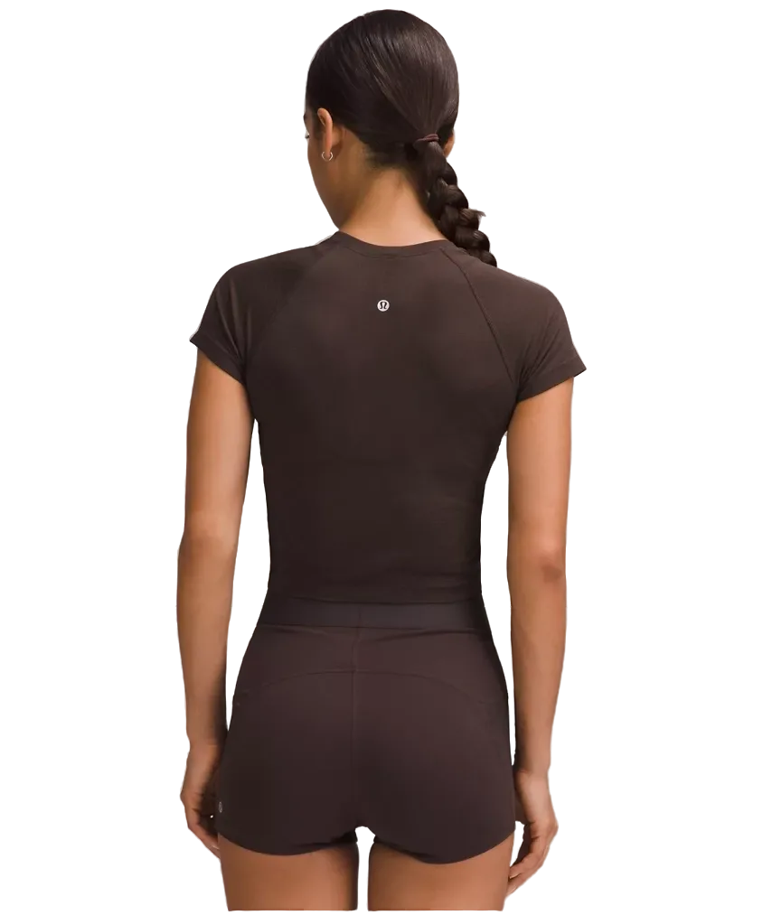 Lululemon Swiftly Tech Cropped Shorts-Sleeve Shirt 2.0 Espresso