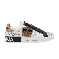 Dolce & Gabbana Portofino Printed Crown Embroidery Patch - White