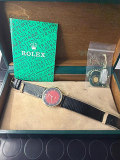 Rolex | Cellini | 4112 | Yellow gold | 32 x 38 mm | Leather | Red | Manual winding