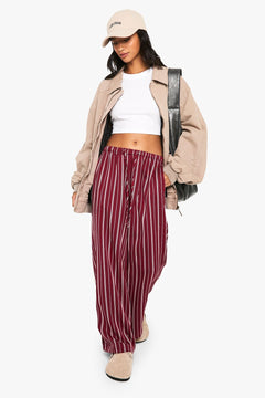 Petite Pinstripe Wide Leg Drawcord Waist Trousers