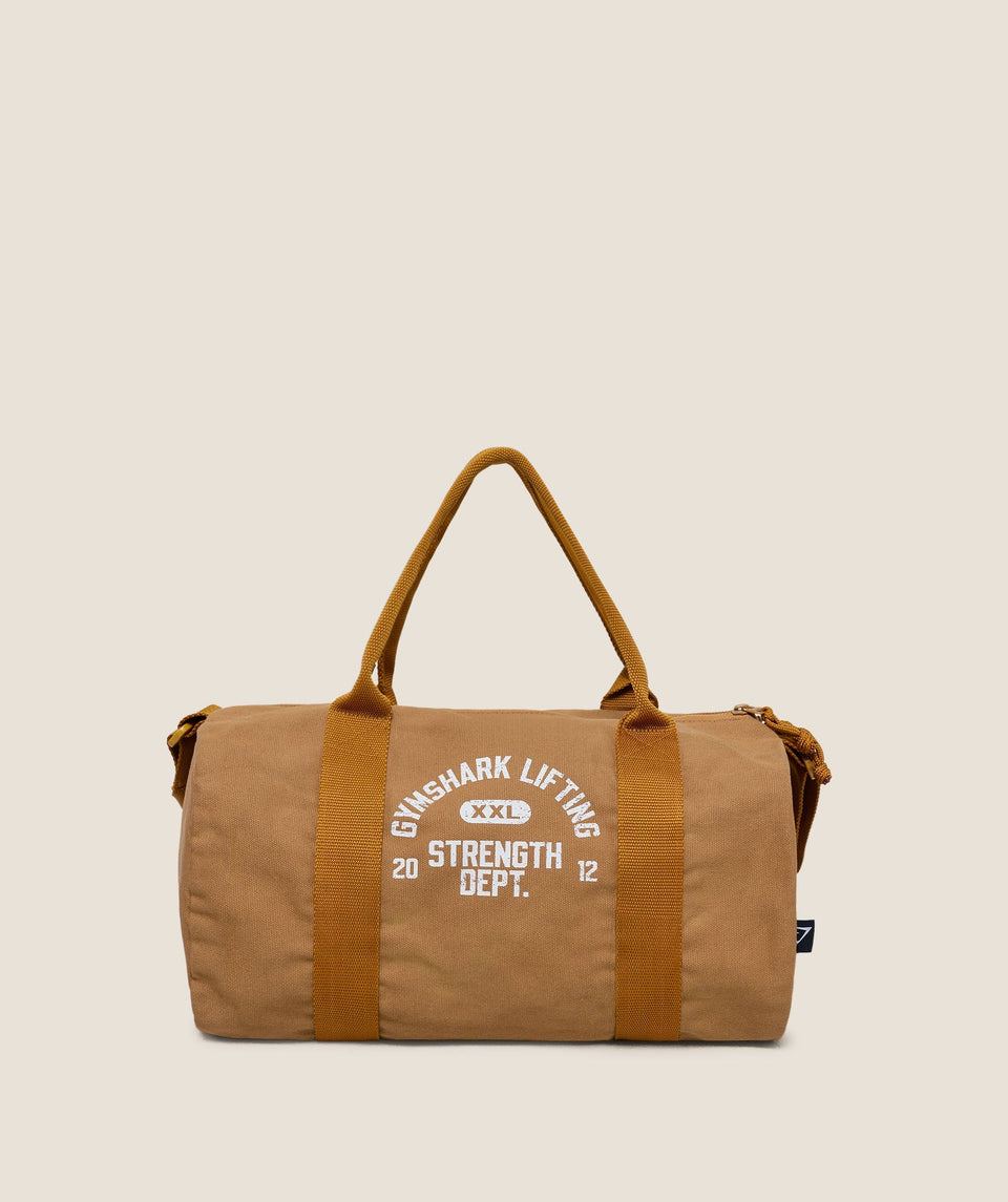 Women's Gymshark Strength Dept Mini Canvas Duffle Bag Antique Gold