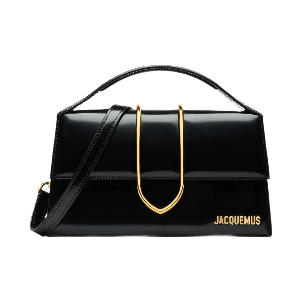 Jacquemus The Large Bambino Cross-Body Metal Flap Bag Black