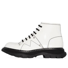 Alexander Mcqueen Tread Slick Lace Up Boot Ivory Black (Women'S)