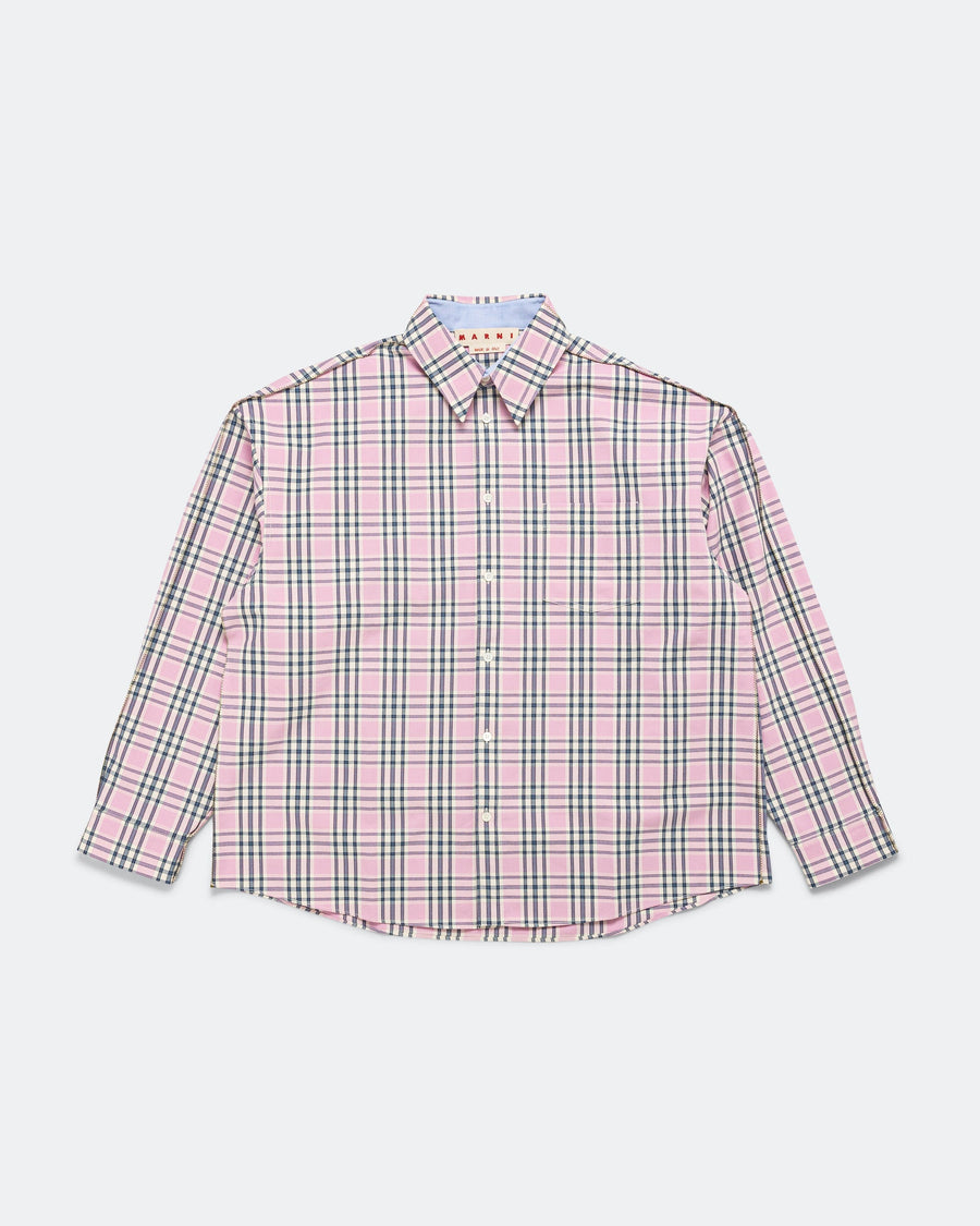 Marni Check Compact Cotton Long-Sleeved Shirt - Quartz