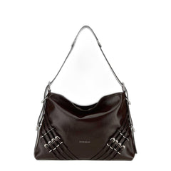 Givenchy Voyou Medium Patent Calfskin Shoulder Bag - Ebony Brown