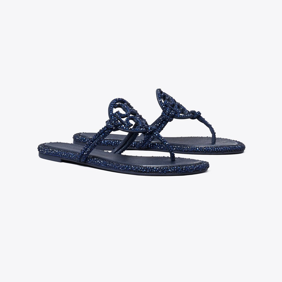 Tory Burch Miller Crystal Knotted Sandal NEW NAVY