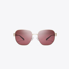 Tory Burch Miller Metal Square Sunglasses BRUSHED LIGHT GOLD/WINE