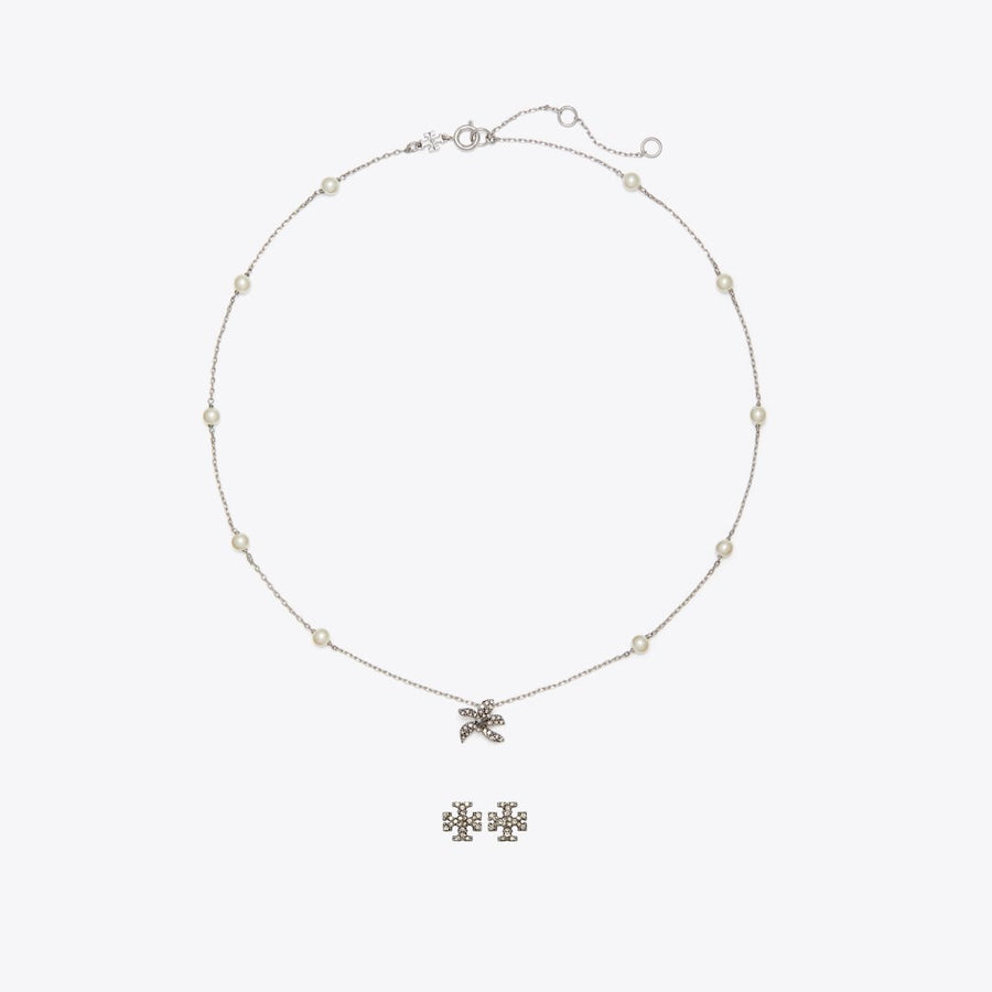 Tory Burch Moondance Pendant and Earrings Gift Set Tory Silver / Pearl