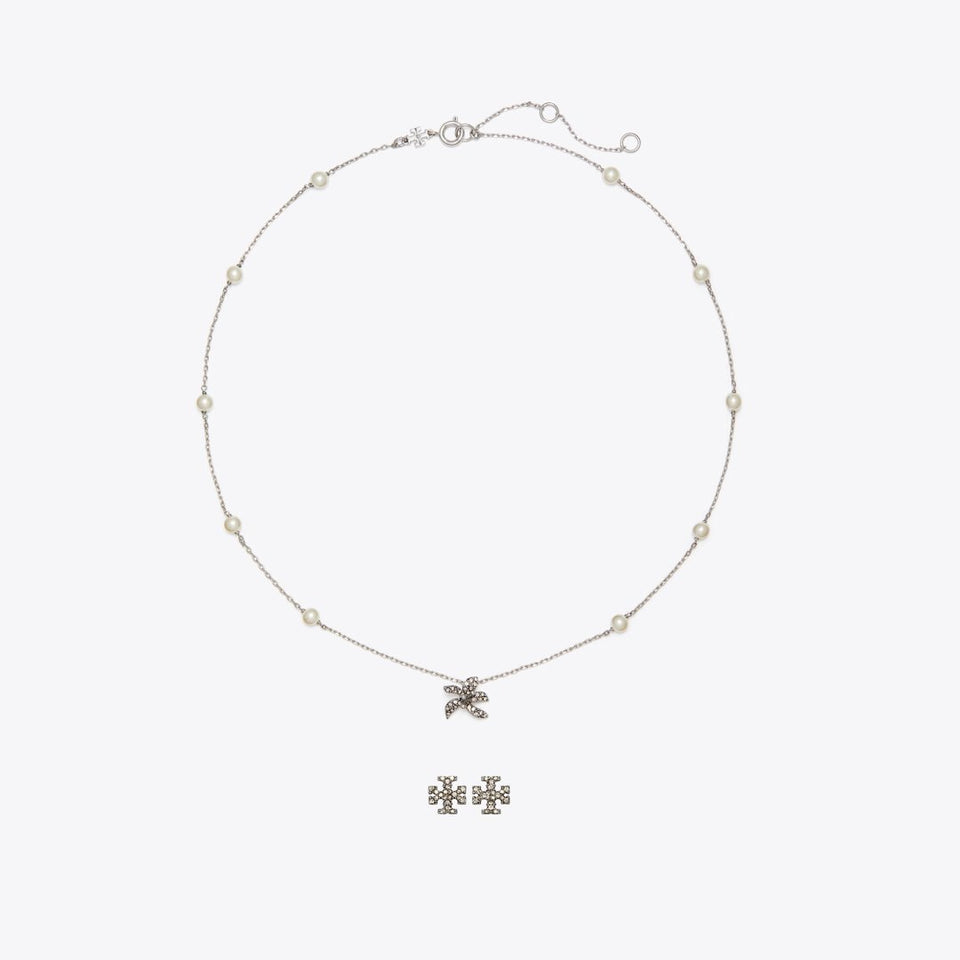 Tory Burch Moondance Pendant and Earrings Gift Set Tory Silver / Pearl