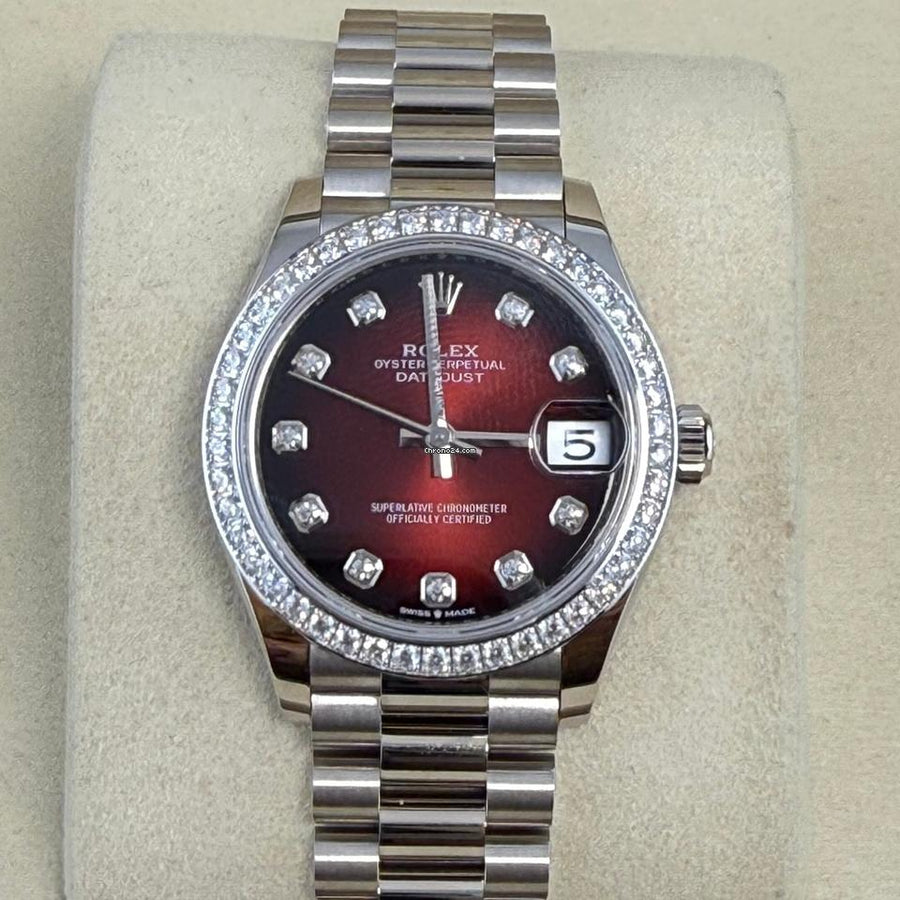 Rolex | Datejust | 278289RBR | White gold | 31 mm | White gold | Red | Automatic