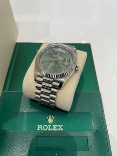 Rolex | Day-Date | 228239 | White gold | 40 mm | White gold | Green | Automatic