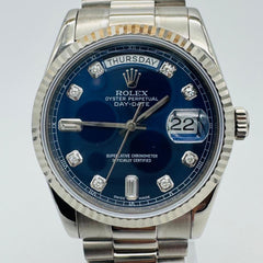 Rolex | Day-Date | 118239 | White gold | 36 x 43 mm | White gold | Blue | Automatic