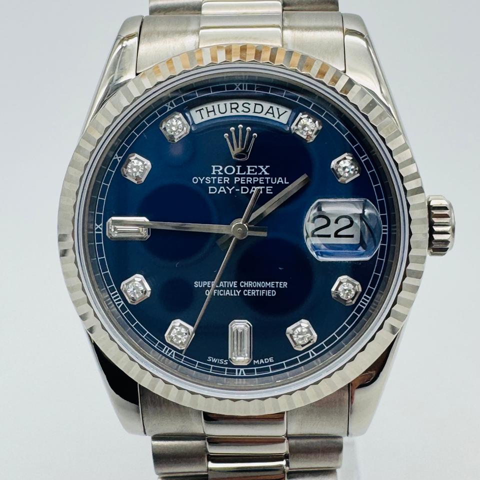 Rolex | Day-Date | 118239 | White gold | 36 x 43 mm | White gold | Blue | Automatic