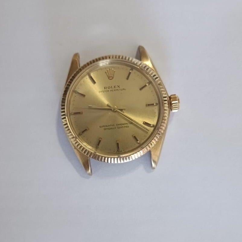 Rolex | Oyster Perpetual | 1005 | Yellow gold | 34 mm | Leather | Gold (solid) | Automatic