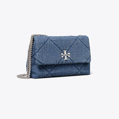 Tory Burch Small Kira Diamond Quilt Denim Shoulder Bag Blue