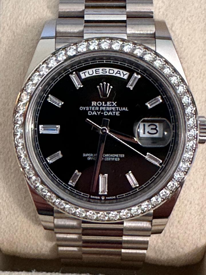 Rolex | Day-Date | 228349RBR | White gold | 40 mm | White gold | Black | Automatic