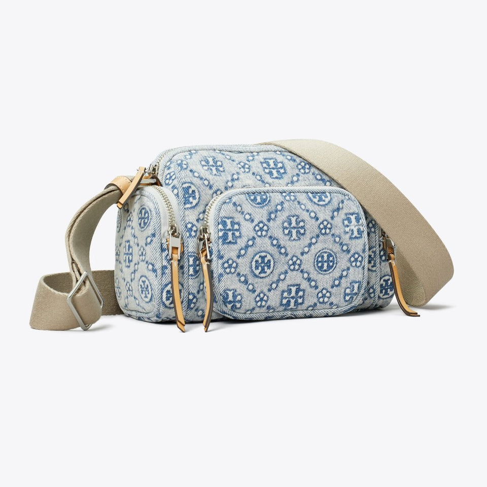 Tory Burch T Monogram Denim Pocket Crossbody Powder Blue