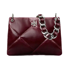 Tory Burch Small Kira Diamond Quilt Distressed Shoulder Bag Dark Carmine
